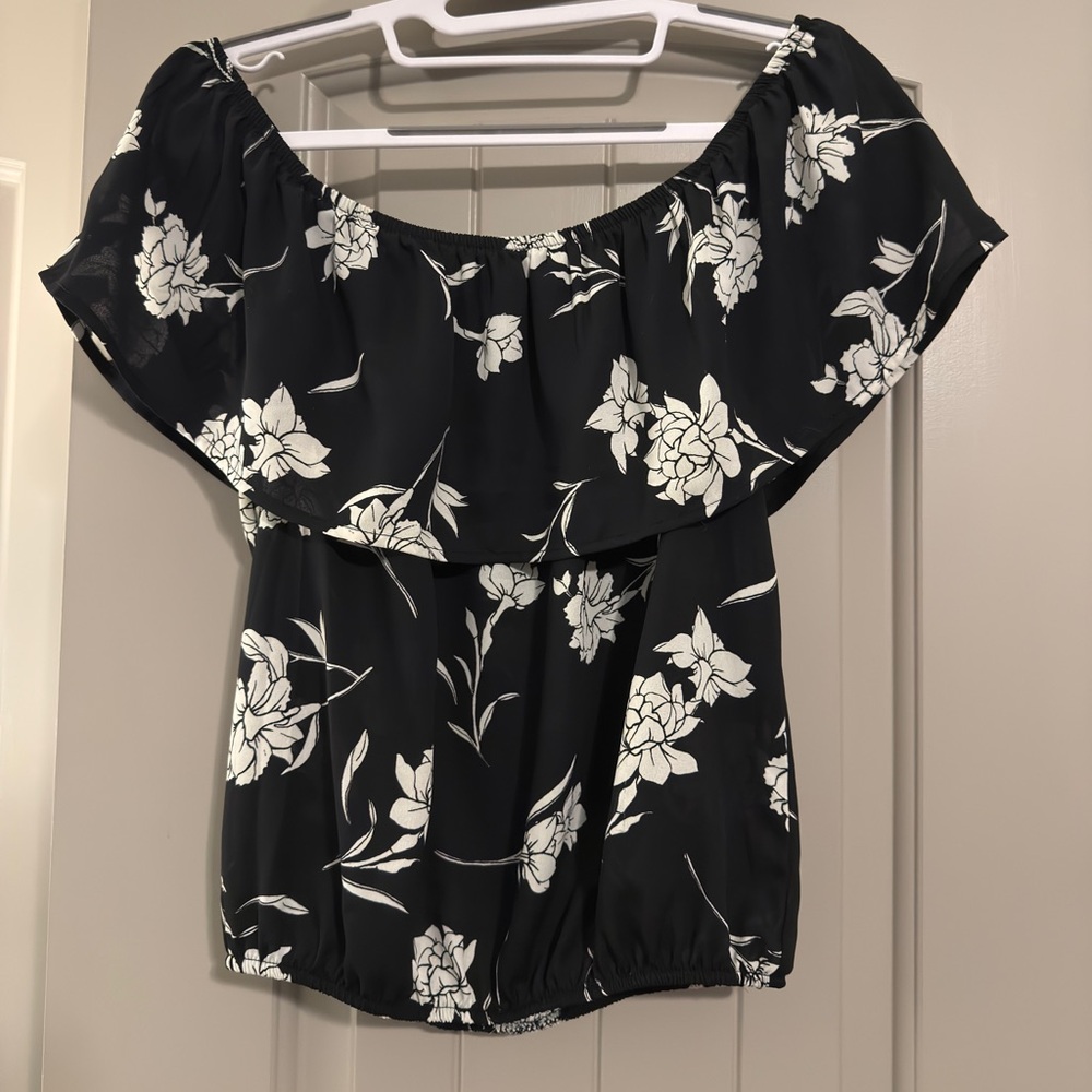 Sienna Sky Black & White Floral Off-Shoulder Blouse